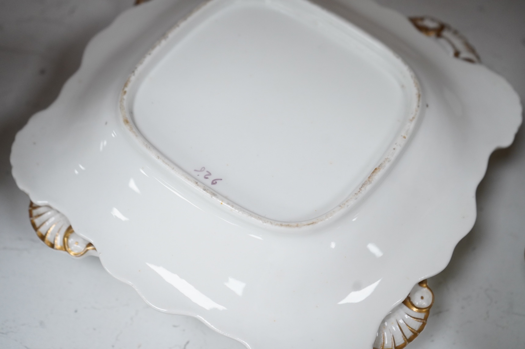 A set of six early 19th century Spode floral dessert plates, and an English porcelain part dessert service, c.1835, largest 22cm in diameter